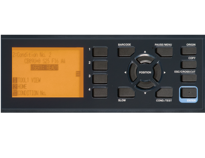 Control panel view of Graphtec FC9000-160 plotter cutter